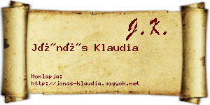 Jónás Klaudia névjegykártya