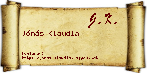Jónás Klaudia névjegykártya